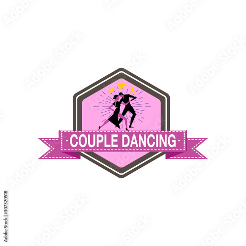 logo couple dance badge  vector design