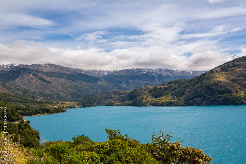 General Carrera lake and mountains beautiful landscape, Chile, Patagonia, South America