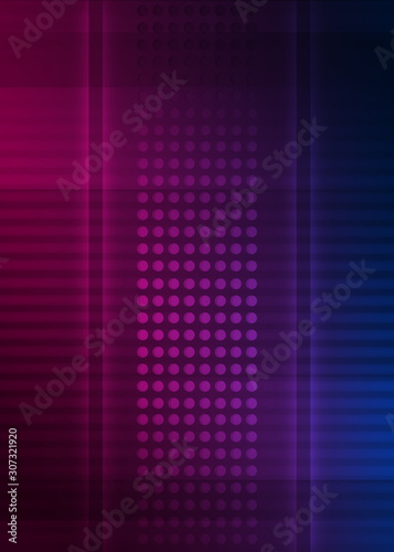 Dark abstract background with neon lines, glow. Bright neon glow.