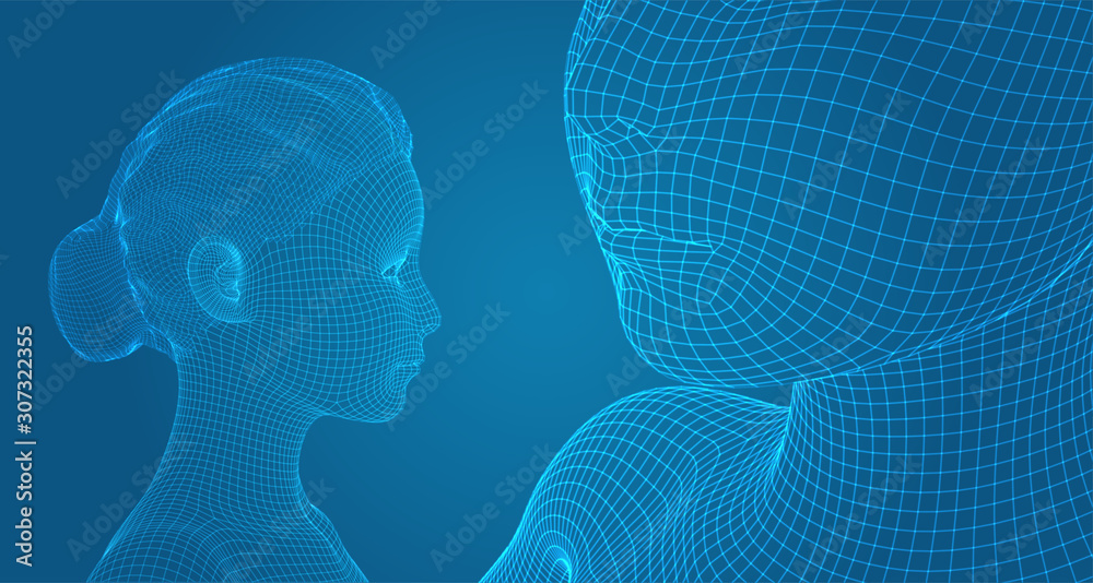 3d vector portrait of a beautiful young girl with hairstyle, set of angles on a blue background 3d vector portrait of a beautiful young girl with hairstyle, set of angles on a blue background