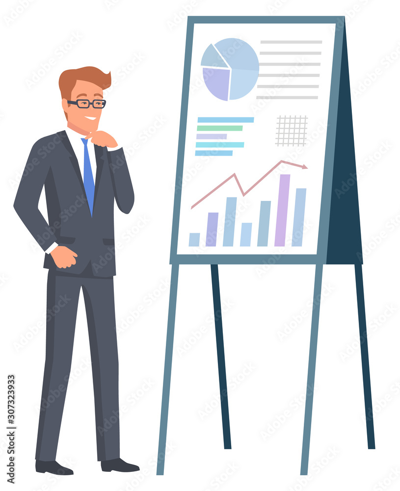 Worker business researching of diagram report and growth graph. Discussion and brainstorming, manager professional knowledge, finance investment vector Worker business researching of diagram report and growth graph. Discussion and brainstorming, manager professional knowledge, finance investment vector