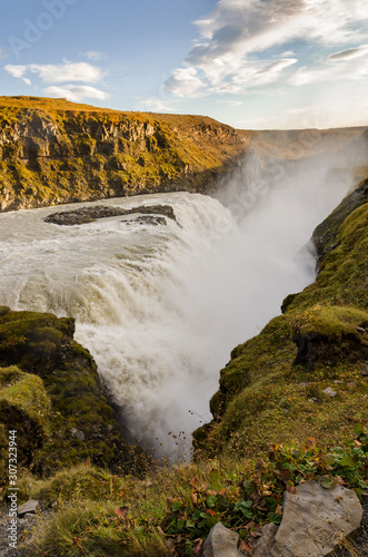 Icelandic Waterfall Gullfoss - Golden Falls. the most powerful on Iceland and Europe