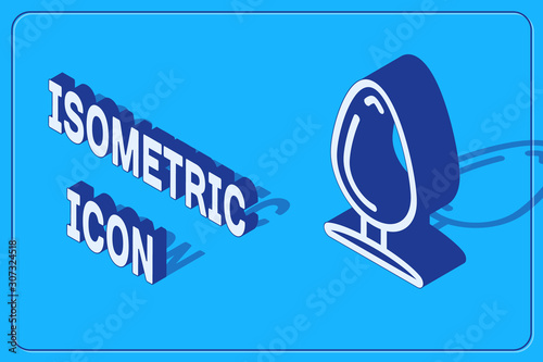 Isometric Anal plug icon isolated on blue background. Butt plug sign. Fetish accessory. Sex toy for men and woman. Vector Illustration