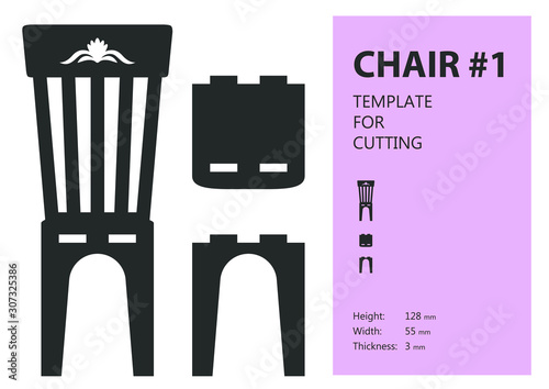 Furniture for doll house, vector template for laser cutting
