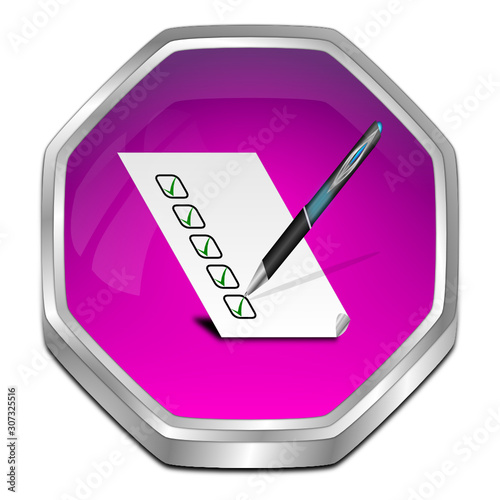 Button with check list - 3D illustration