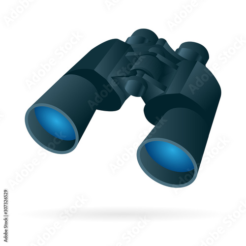 Binocular. Binocular realistic vector illustration. Part of set. 