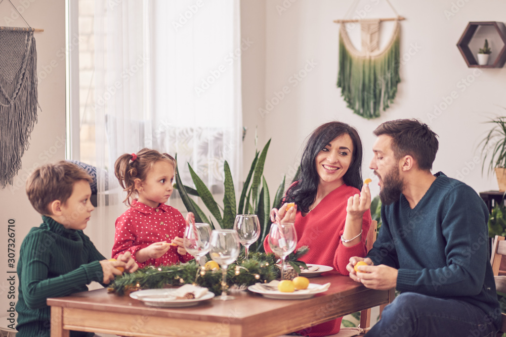 Family Together Christmas Celebration Concept. Family Enjoying christmas dinner background Family Together Christmas Celebration Concept. Family Enjoying christmas dinner background