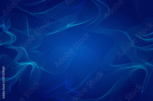 Blue wavy line dynamic particle poster background © hqrloveq