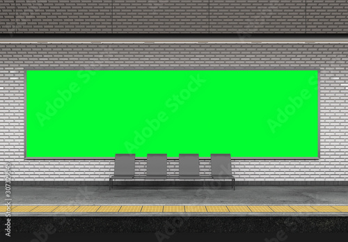 Photography Mock up of an subway Billboard Advertisement - 3d rendering