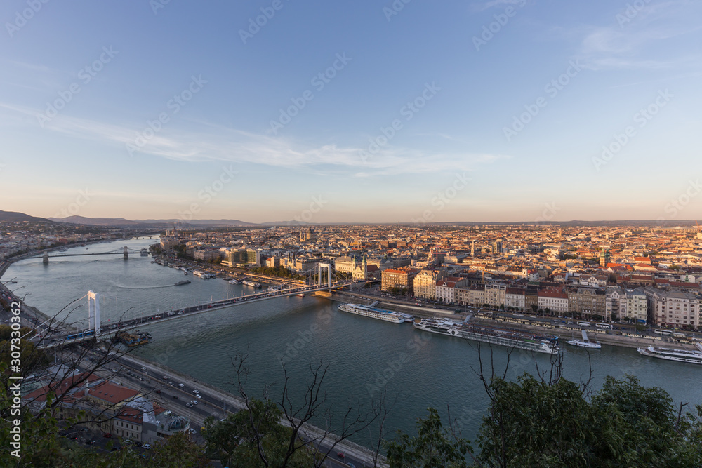 Aerial view of the cityscape in Budapest