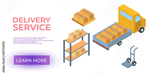 Cargo Cardboard Box Flat Design. Delivery Service. Vector