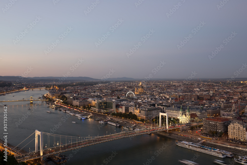 Aerial view of the cityscape in Budapest