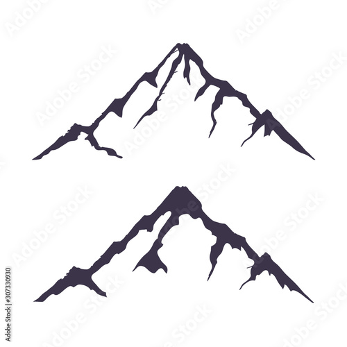 Mountains set. Hand drawn rocky peaks. Vector