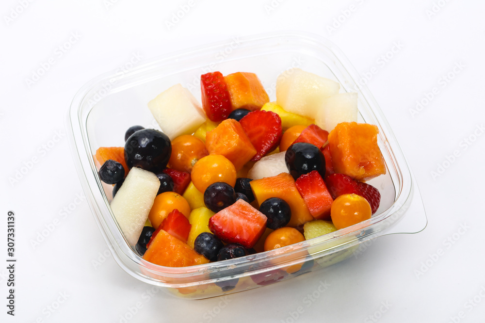 Sliced fruit mix in the box Sliced fruit mix in the box