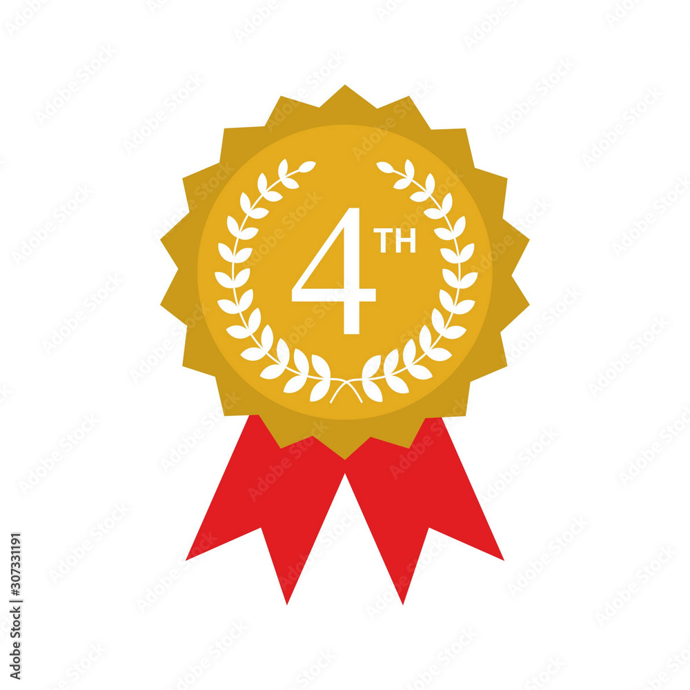 Award ribbon gold icon. Golden medal design isolated on white background. Symbol of winner celebration, best champion achievement, success trophy seal. Blank rosette element Vector illustration Award ribbon gold icon. Golden medal design isolated on white background. Symbol of winner celebration, best champion achievement, success trophy seal. Blank rosette element Vector illustration