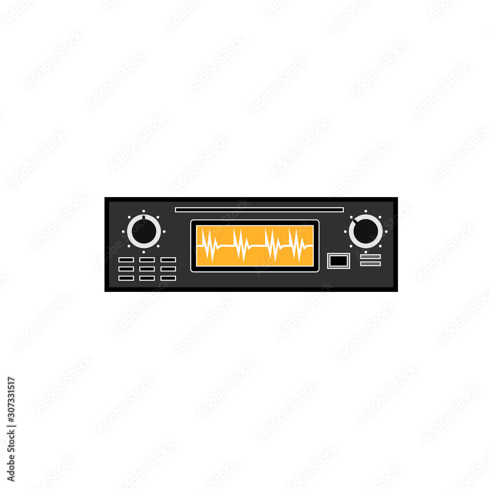 Fototapeta premium Radio transmitter. Transmitter. Setting the broadcast frequency. Radio. Communication. Vector illustration