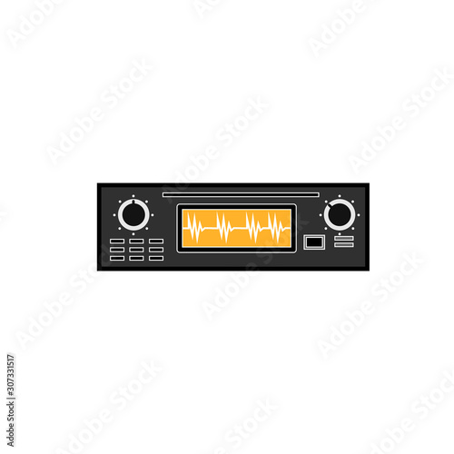 Radio transmitter. Transmitter. Setting the broadcast frequency. Radio. Communication. Vector illustration