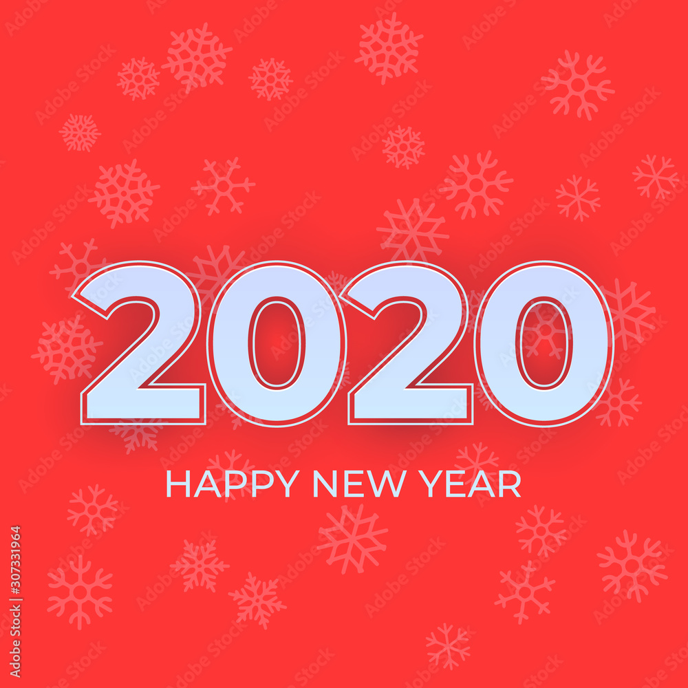 Happy New Year 2020 logo text design. Cover of business diary for 2020 with wishes. Brochure design template, card, banner. Vector