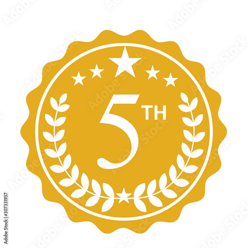 Vector gold award laurel wreath. Winner label, leaf symbol victory, triumph and success illustration