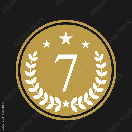 Awards logotype. Isolated elegant abstract gold emblem. Luxurious congratulating framed template. Celebrating decorative traditional stained glass greetings.