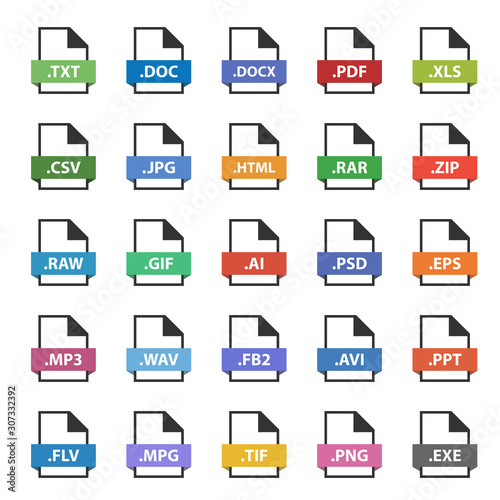 document format vector sign set, file flat icons