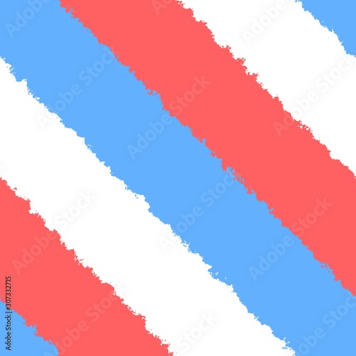 White blue red bright uneven diagonally stripes in street art style