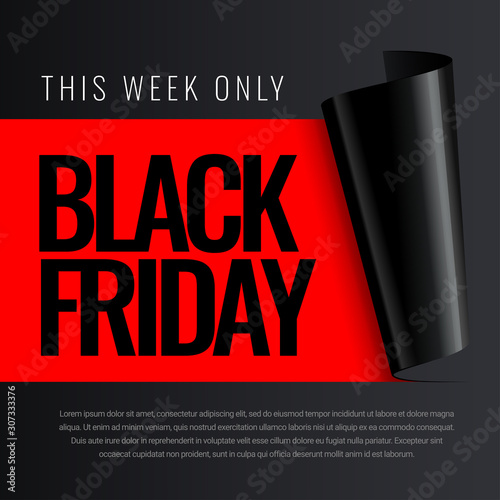 Black friday promotion banner. Poster template. Vector illustration
