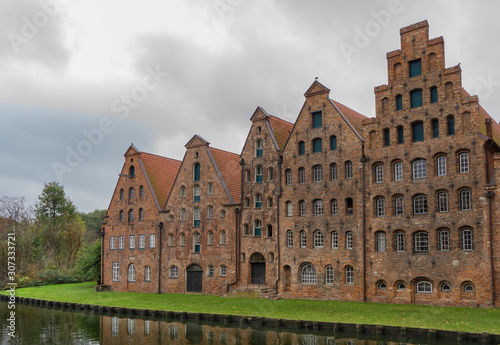 Group of historic salt warehouses in Lübeck, Germany