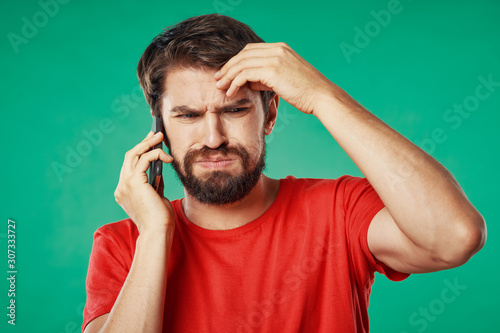 man with headache isolated on white