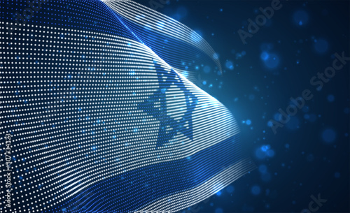 Vector bright glowing country flag of abstract dots. Israel