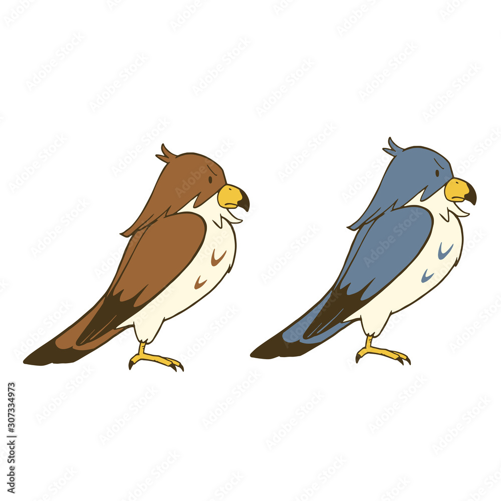横を向いている二匹のハヤブサのイラスト Stock Vector Adobe Stock
