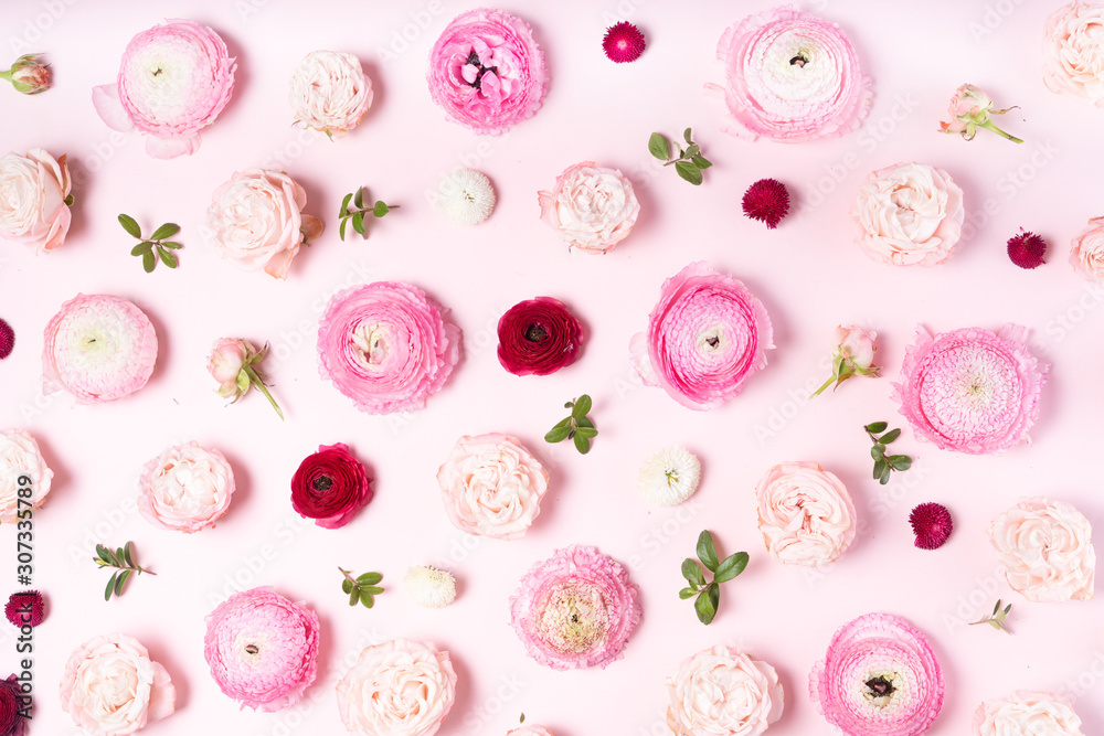 Flowers flat lay composition Flowers flat lay composition