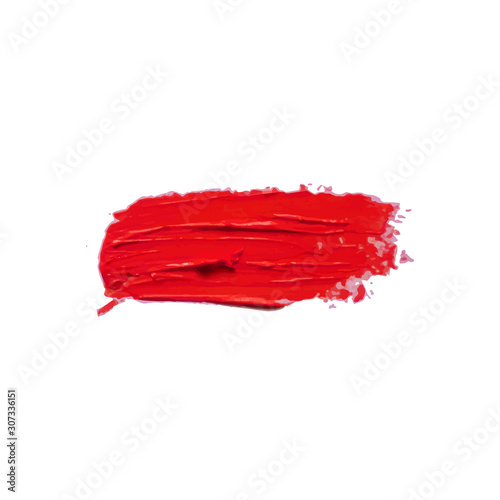 Vector Lipstick Smear Isolated on White Background, Red Cosmetic Product Sample.