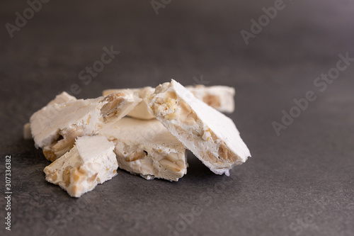 Turron duro or The nougat of Alicante, also called hard nougat. It traditional sweet consumed in Spain at Christmas time.