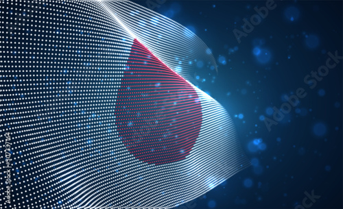 Vector bright glowing country flag of abstract dots. Japan