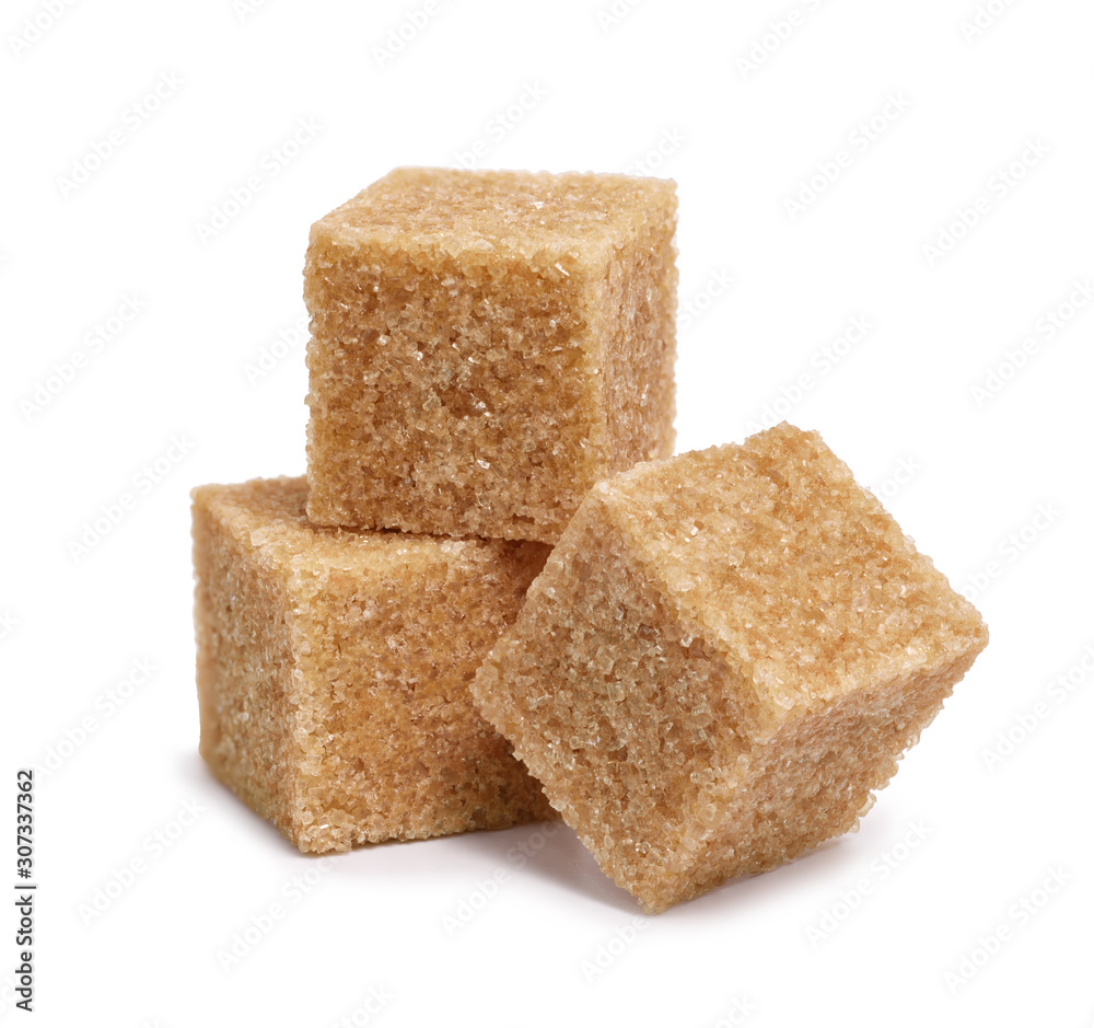 pieces of cane sugar isolate on white pieces of cane sugar isolate on white