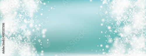 Snowfall White Snowflakes Bokeh Side Cyan Header