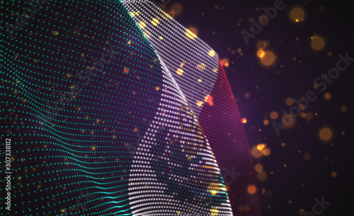 Vector bright glowing country flag of abstract dots.  Mexico
