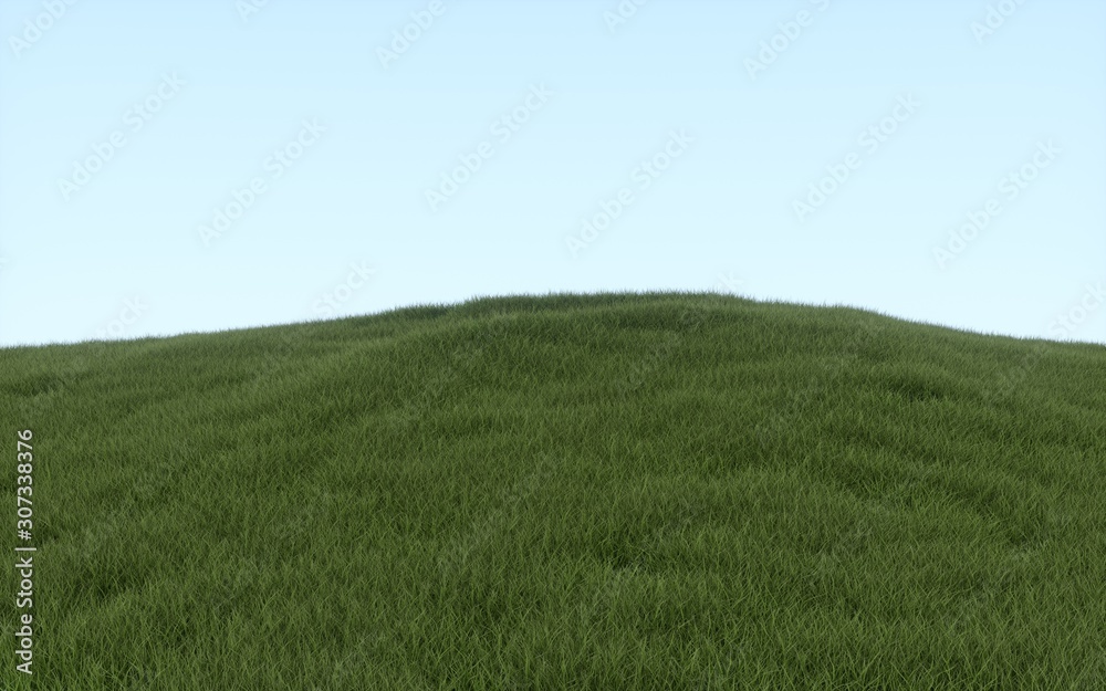 3d render of green grass hill 3d render of green grass hill