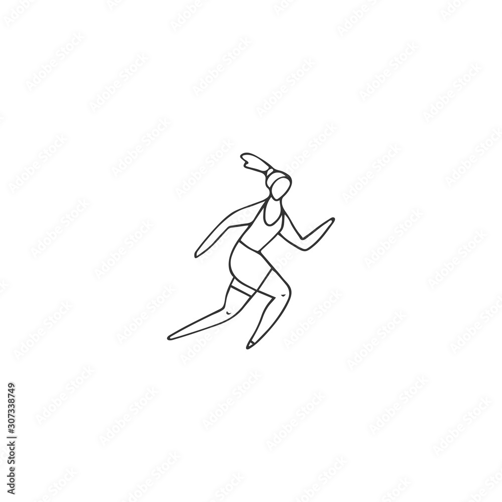 Active way of life. Vector hand drawn isolated icon, a woman runner. Professional sport. Active way of life. Vector hand drawn isolated icon, a woman runner. Professional sport.