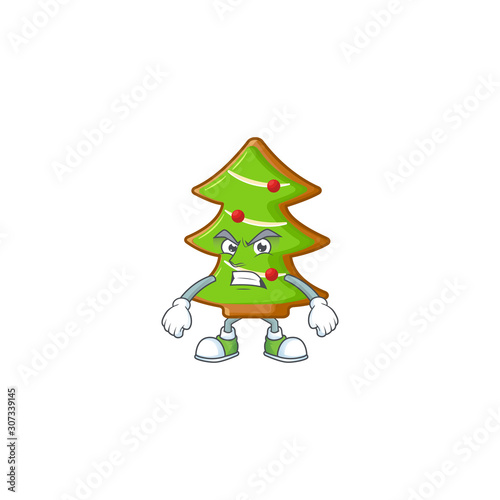 Trees cookies cartoon character style with angry face