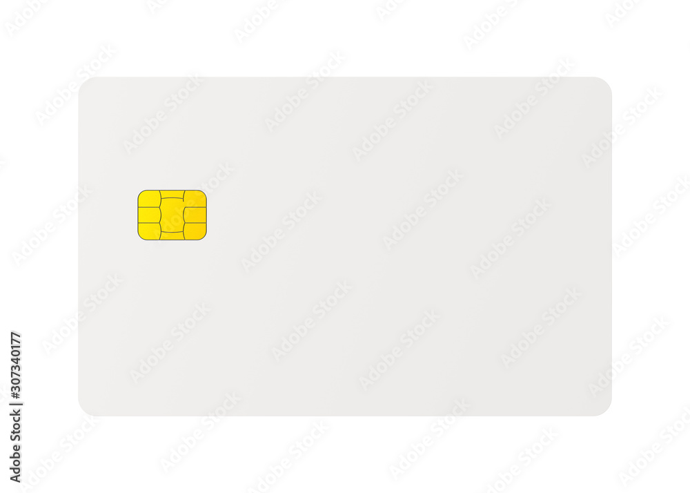 Empty Credit Card with EMV Chip Isolated on White Background. Realistic 3D  Mockup Close-Up. Stock Illustration | Adobe Stock