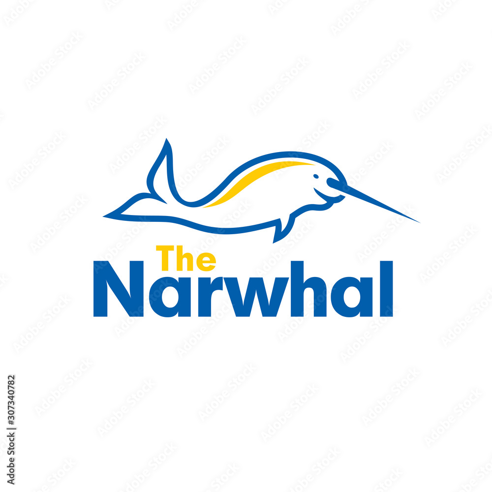 Narwhal Logo, Narwhal Sea Animal Logo Narwhal Logo, Narwhal Sea Animal Logo