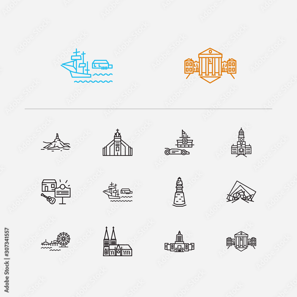 Country icons set. Connecticut and country icons with nebraska, georgia and  michigan. Set of the for web app logo UI design. Stock Vector | Adobe Stock