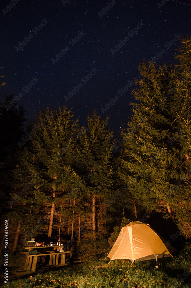 camping in the mountains under the stars