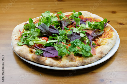 Pizza on a restaurant table