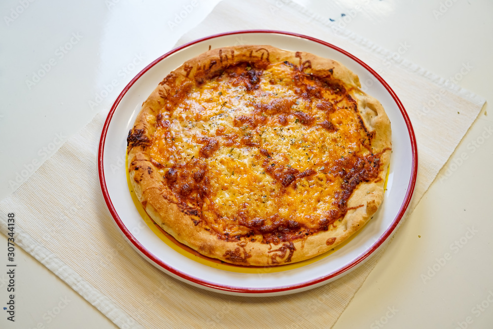 Pizza on a restaurant table