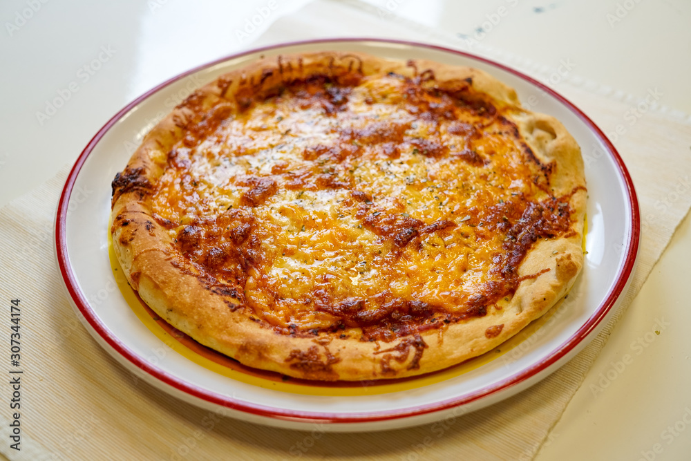 Pizza on a restaurant table