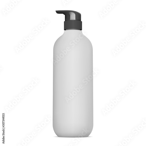 Pump dispenser bottle. Cosmetic soap,lotion packaging. Liquid shampoo or shower gel package mockup. Hand or face care cream 3d tube blank. Push valve plastic design for medical serum
