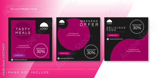 culinary social media post template for promotion. Editable photo frames, stories, backgrounds, banners
